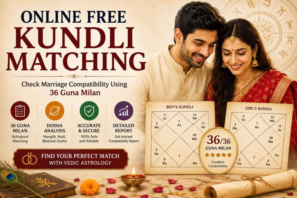 Online free Kundli matching with 36 Guna Milan compatibility report